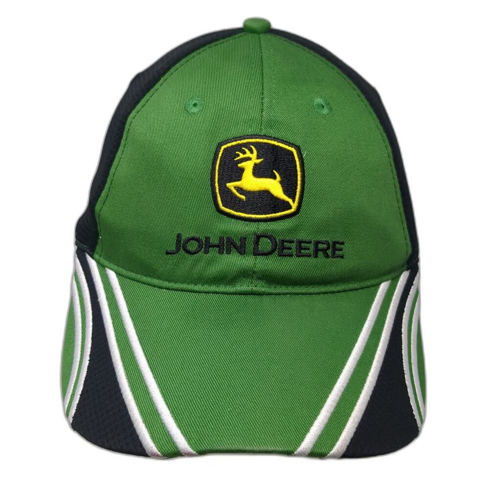 John Deere Baseball Cap Green One Size Mesh Back Contrast Piping Strapback Hat